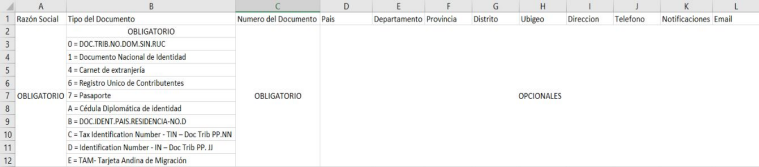 Excel carga masiva